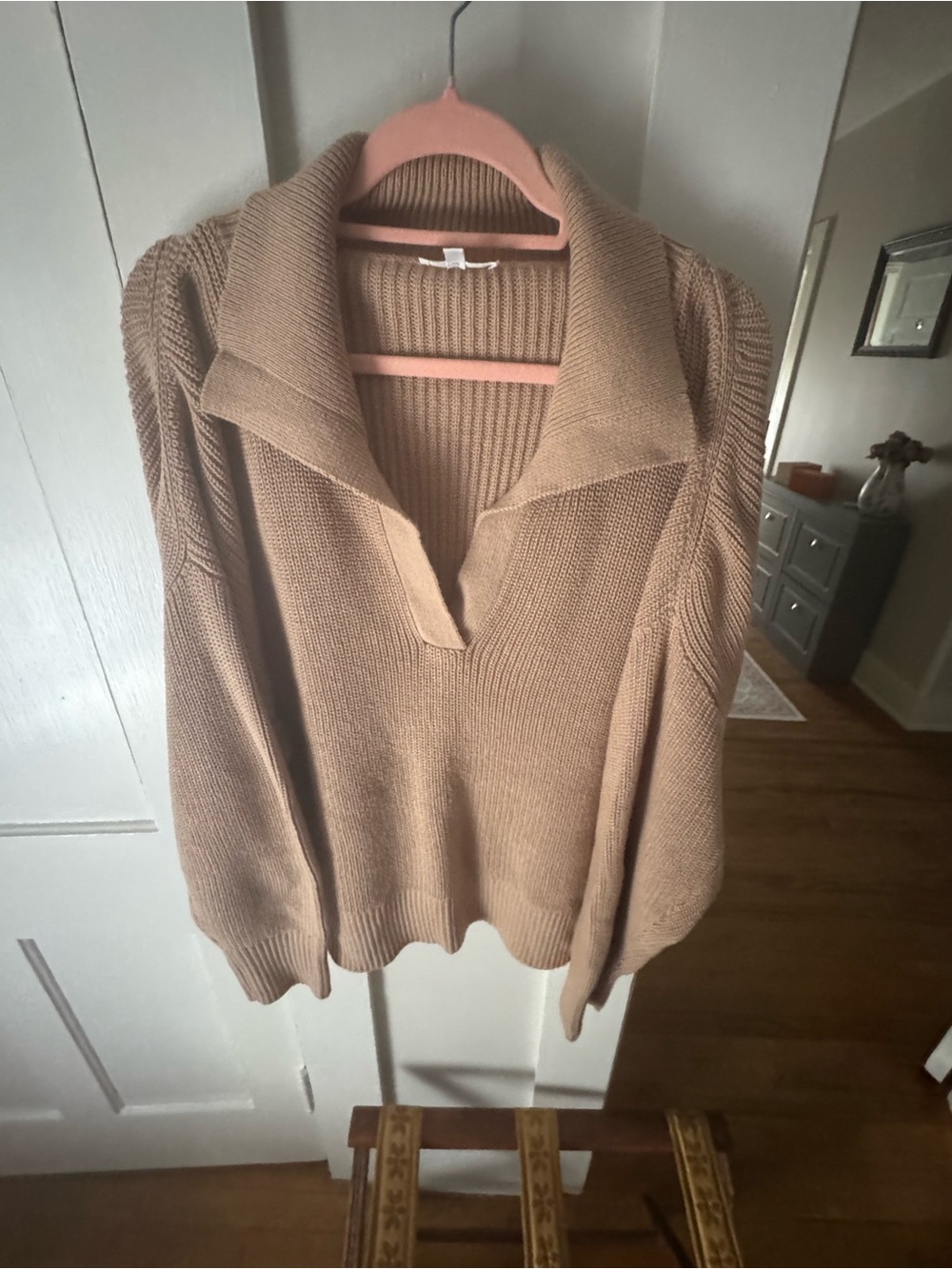 Cozy Camel Cowl-Neck Pullover Sweater